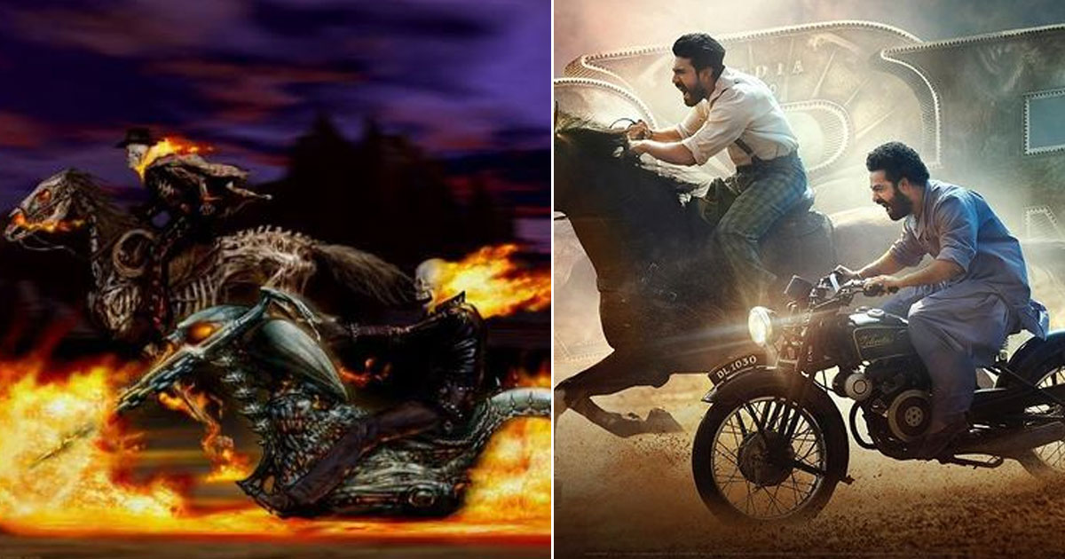 SS Rajamouli’s RRR Poster Inspired From Nicolas Cage's Ghost Rider?