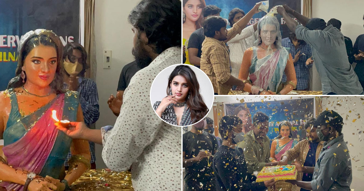Nidhhi Agerwal fans celebrate Valentine's Day by erecting and worshipping her idol