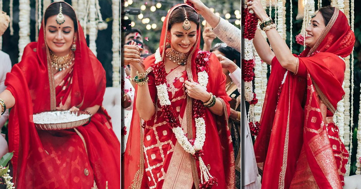 Planning A Low-Key Wedding? Dia Mirza’s Red Raw Mango Silk Saree Would Make You A B’ful Bride, Check Out