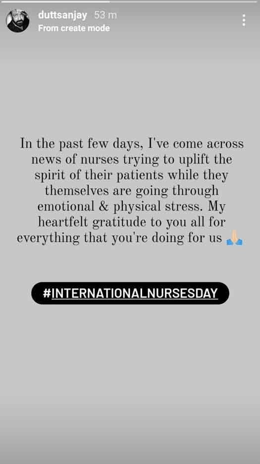 Sanjay Dutt Expresses Gratitude Towards The Nurses On The Occasion Of International Nurse Day, 2021