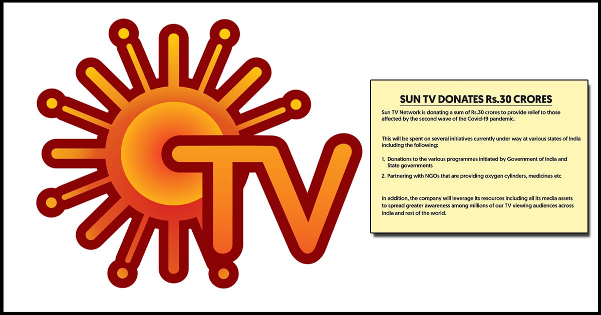 Sun TV donates 30 crore for Covid-affected