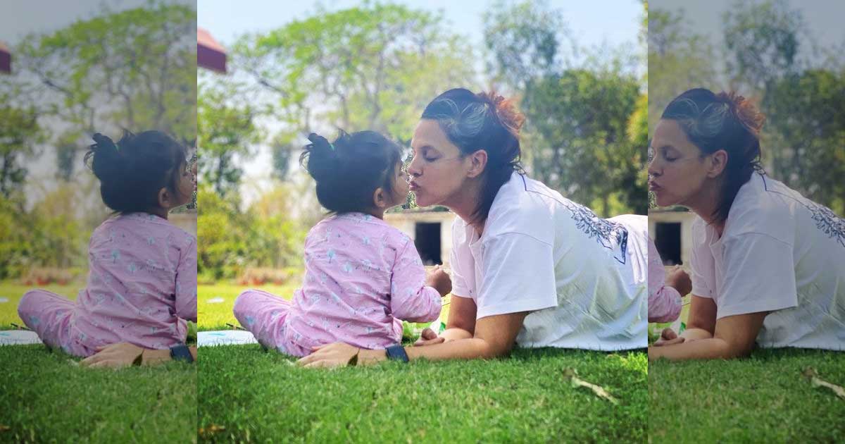 Neha Dhupia's baby loves painting on mom's hands and daddy's face