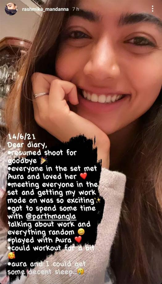 Rashmika Mandanna Resumes Shooting For 'Goodbye'; Expresses Her Excitement in her latest diary entry, Read on!