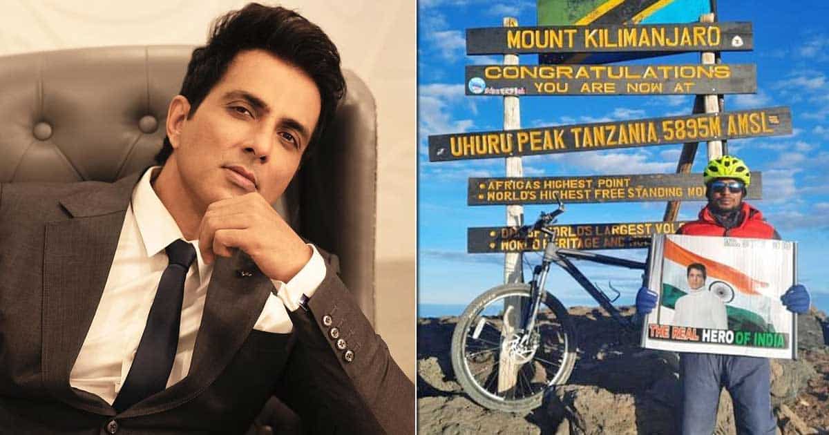 Cyclist reaches top of Kilimanjaro, unveils Sonu Sood poster