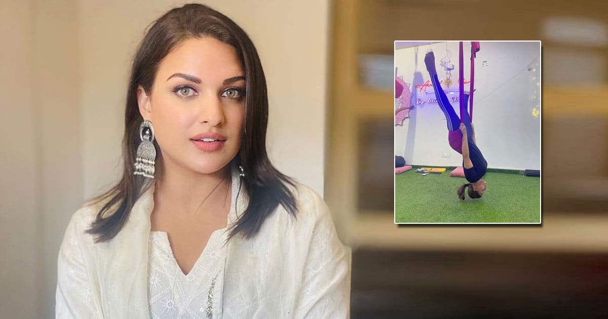 Himanshi Khurana takes to aerial silk for fitness