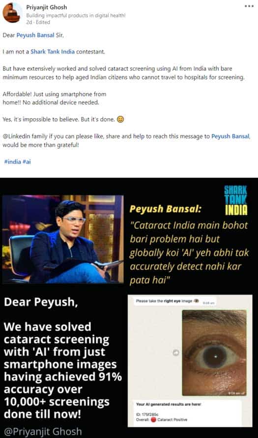 Shark Tank India’s Peyush Bansal Gets Called Out For His Cataract Comment