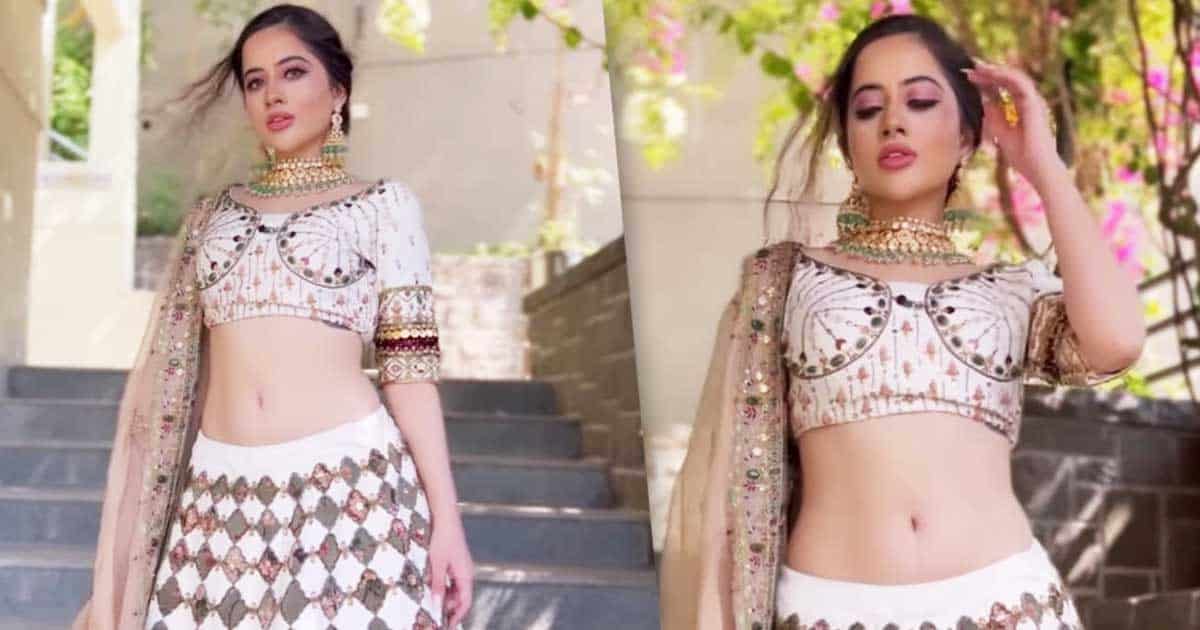 Urfi Javed Channels Her Inner Diva In A White Embellished Lehenga – Watch