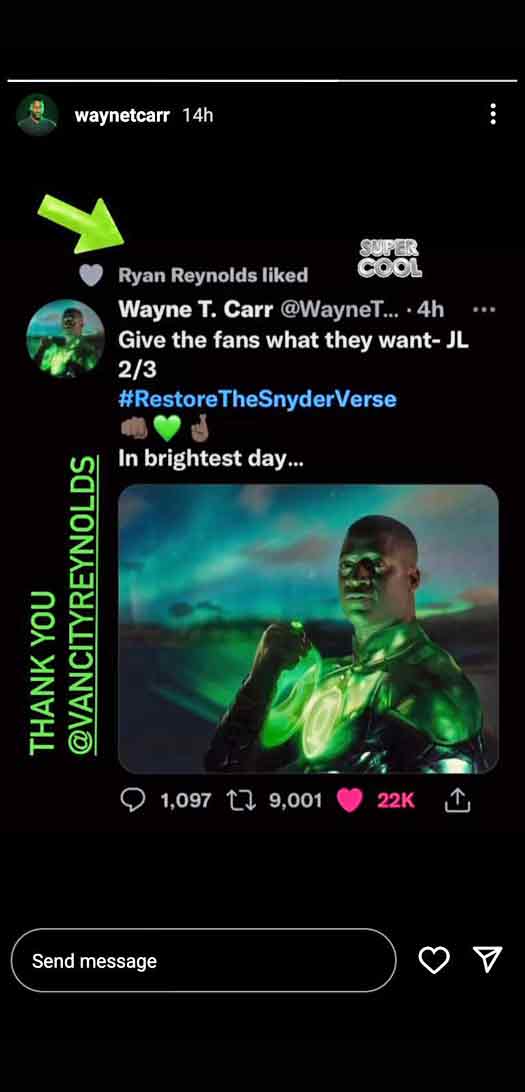Wayne T. Carr’s Tweet To Restore Snyderverse Backed By Ryan Reynolds