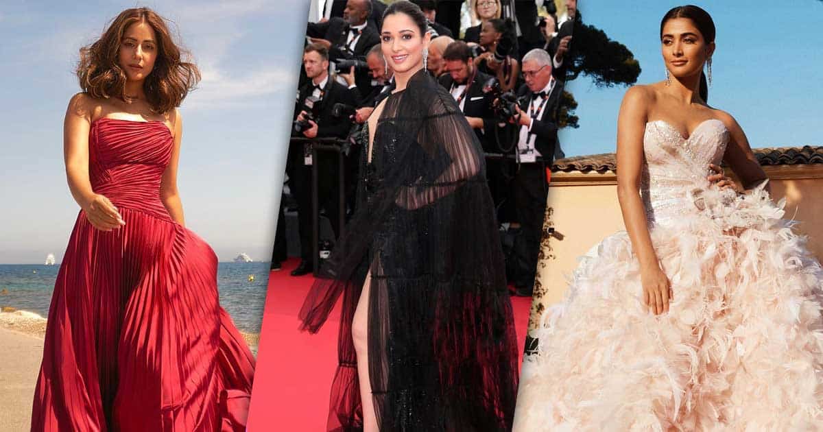 Cannes 2022 Day 2: Pooja Hegde In A Feather Gown To Tamannaah Bhatia Slaying In A Black Thigh-High Slit Dress - Decoding Indian Appearances On The Red Carpet!