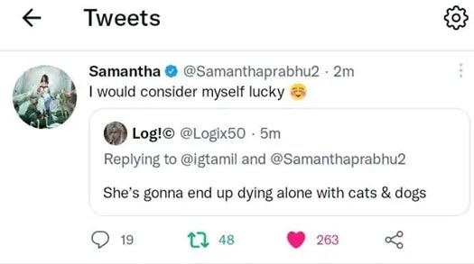 Samantha Ruth Prabhu Reacts To "She's Gonna End Up Dying Along With Cats & Dogs" – Deets Inside