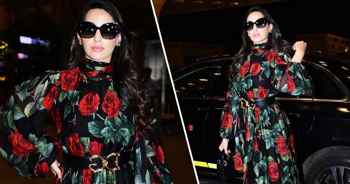 Nora Fatehi Redefines Elegance In A Dolce & Gabanna Black Floral Dress ...