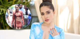 Uorfi Javed Trolled For Donning A Nude Body-Hugging Dress & Chomping Vada Pav On Streets!