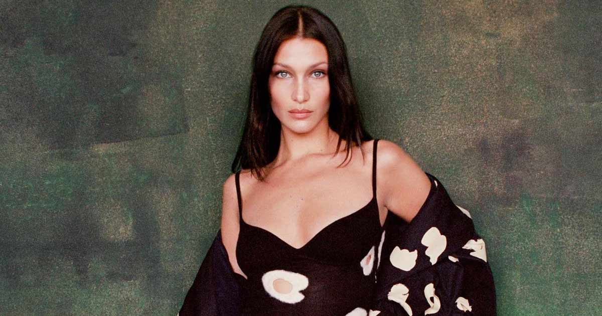 Bella Hadid Worn A Beautiful Alexandre Vauthier With A Sapphire Stone Necklace