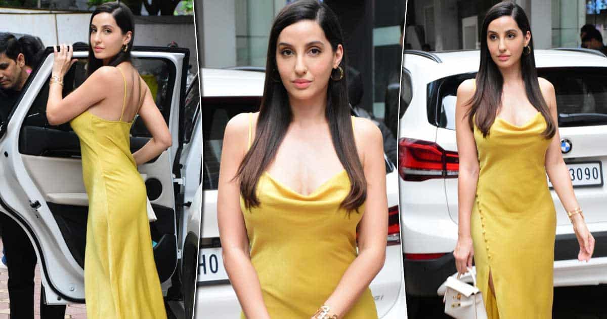 Nora Fatehi Looks So Gorgeous In This Sunshine Yellow Satin Dress, Have A Look
