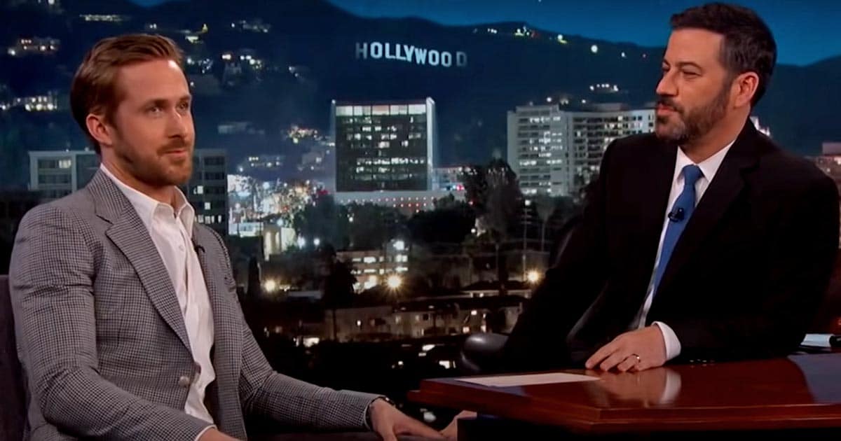 When Ryan Gosling Wore His 'Legs-Exposing' Tight Suit At Jimmy Kimmel's Show But We Won't Complain! *Wink Wink* (Oh God! Those Fine Legs)