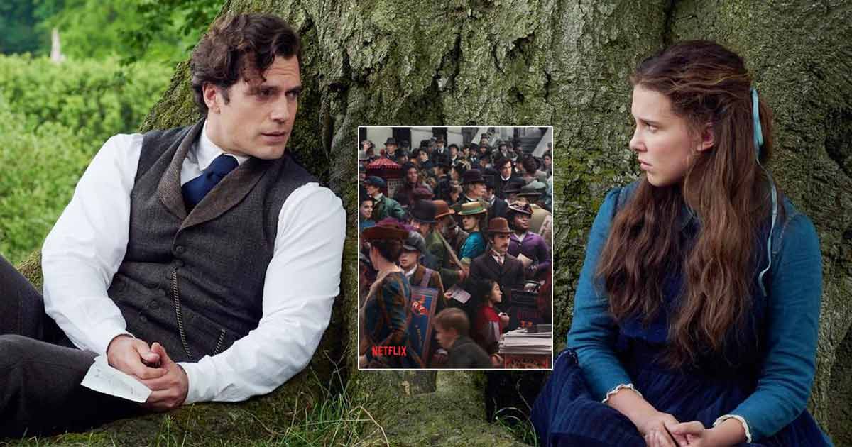 Enola Holmes 2 Official Poster Hides Henry Cavill & Millie Bobby Brown In A Crowd