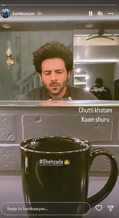 Kartik returns to 'Shehzada' sets, says 'chhutti khatam, kaam shuru'