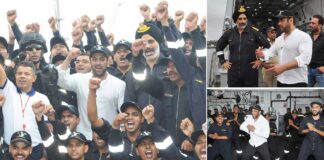 Salman Khan spends a day with the sailors on the State of the Art destroyer of the Indian Navy, The Visakhapatnam