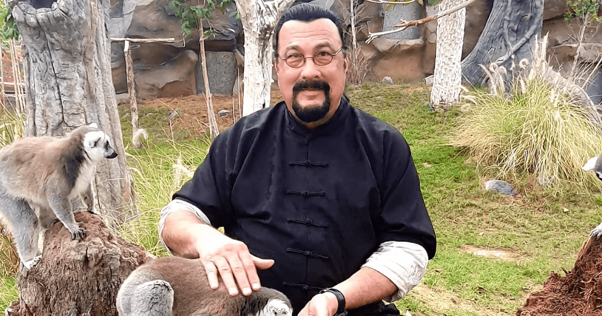 Steven Seagal pictured at Russian prison camp after 50 Ukrainians were killed there