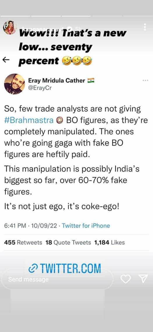 Kangana Ranaut Reacts To Claims Calling Brahmastra’s Collection 70% Fake