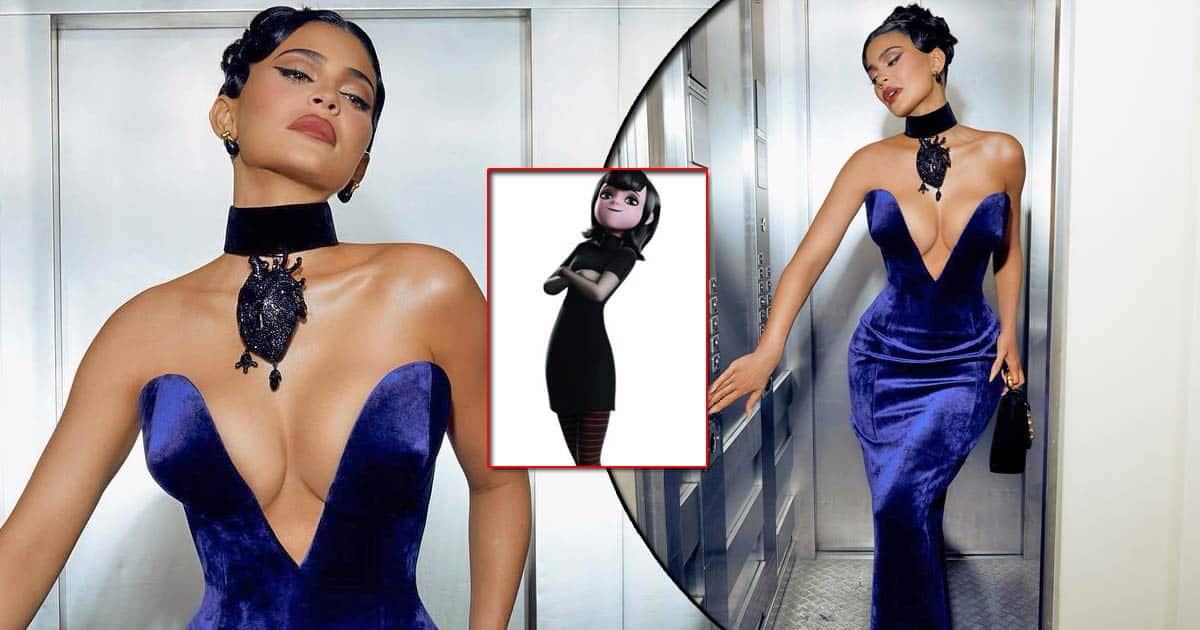 Kylie Jenner Slays In A Midnight Blue Plunging Neckline Velvet Dress Paired With An Anatomical Heart Shocker! Eludes Queen Of Hell Vibes