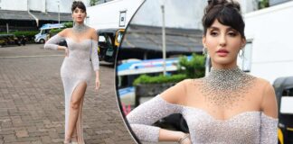 Nora Fatehi Dazzles In A Silver Shimmery Slit Gown, Brings Back The Princess Vibes!
