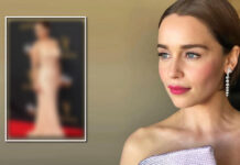 When ‘Mother Of Dragons’ Emilia Clarke Risked A N*p-Slip In A Plunging Neckline Shimmery Gown - Deets Inside