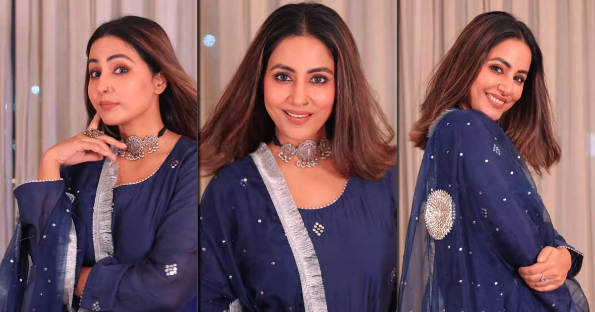 Hina Khan Is A True Blue Punjabi Kudi In Salwar Suit With Starry Dupatta, Looks Comfy Yet Stylish