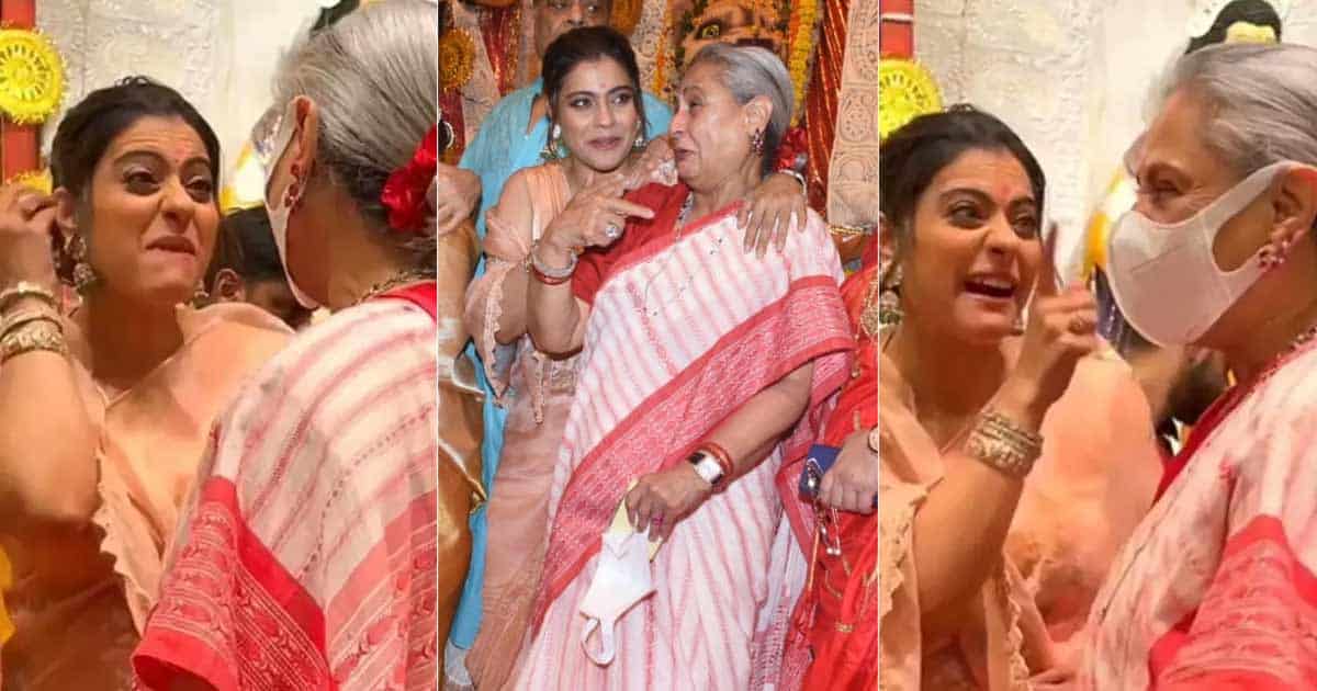 Kajol Forces With ‘Guts’ To Jaya Bachchan To Remove Her Mask At Durga Pandal, Netizens Drop Fun Comments