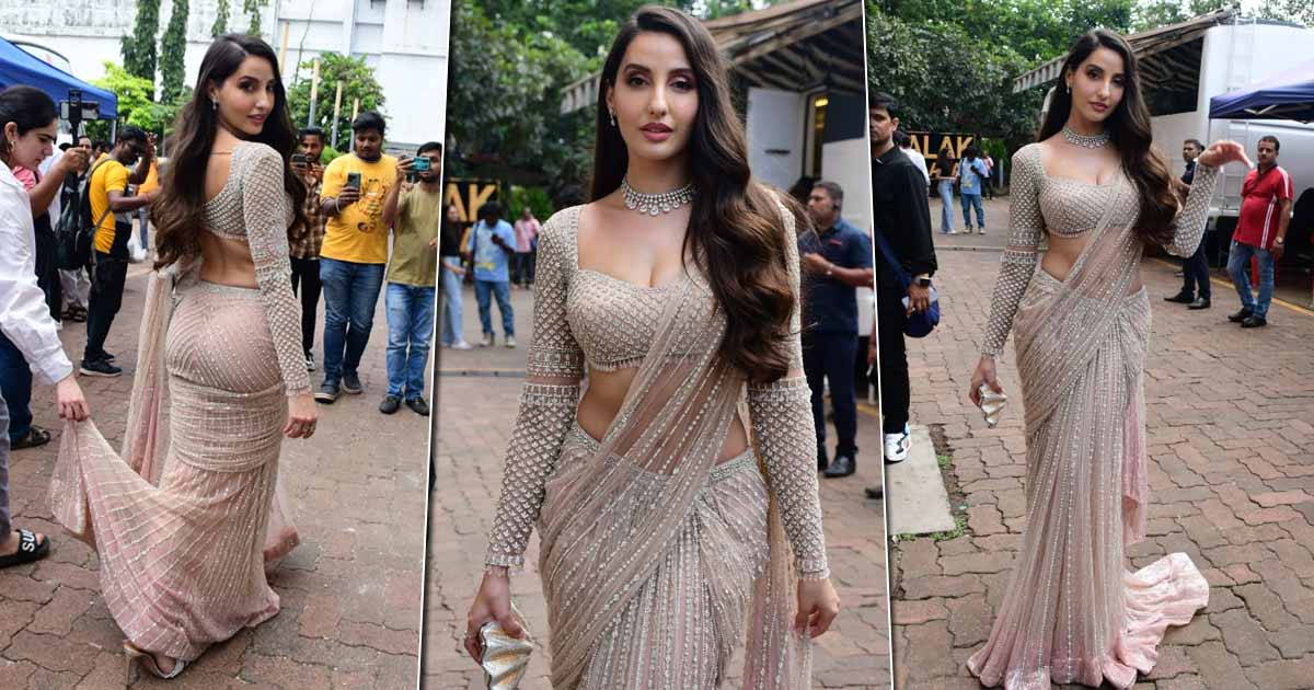 Nora Fatehi Dons A Beautiful Blush Pink Saree & Makes Our Hearts Flutter With Her Beauty