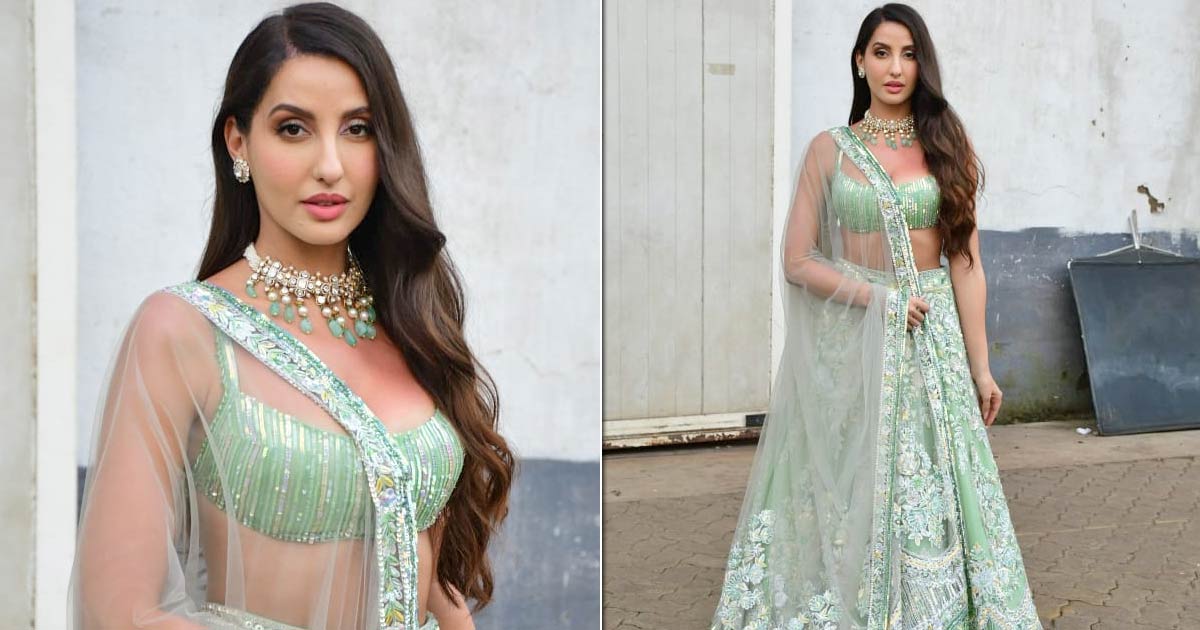Nora Fatehi Looks S*xy In A Green Lehenga Choli With Plunging Neckline, Gets Trolled For A Pap's Camera Angle, Here's Why