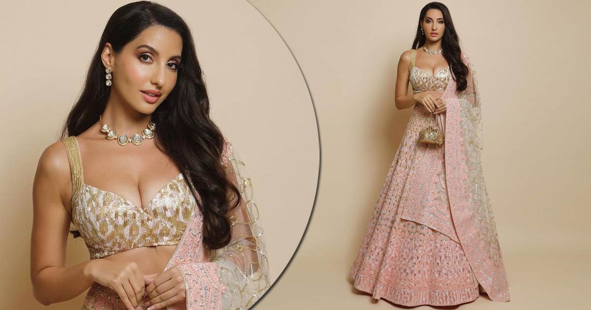 Nora Fatehi Puts Out A Racy Display With Ample Cleav*ge Revealing Low-Cut Blouse In A Pink Chikankari Lehenga - Check Out Pics