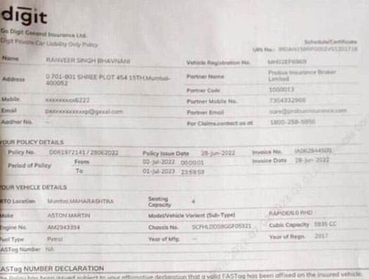 Ranveer Singh's Team Shares Document To Prove He's Not Driving 3.9 Crore's Aston Martin, Netizen React