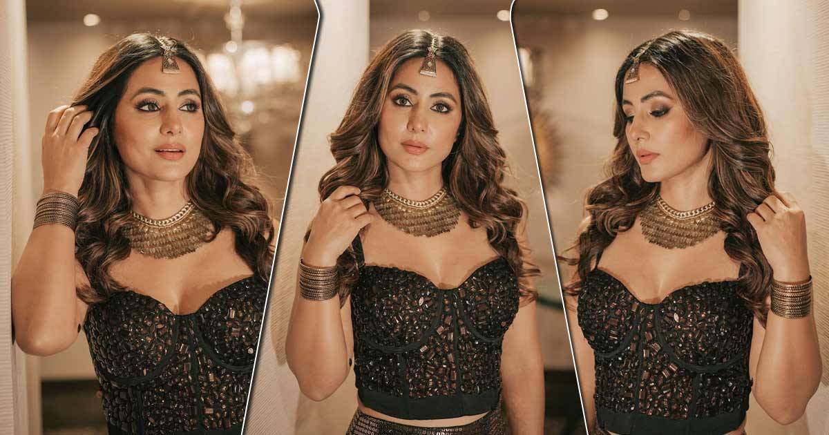 Hina Khan Looks Glamorous In A Black & Bronze Combo Indo-Western Outfit