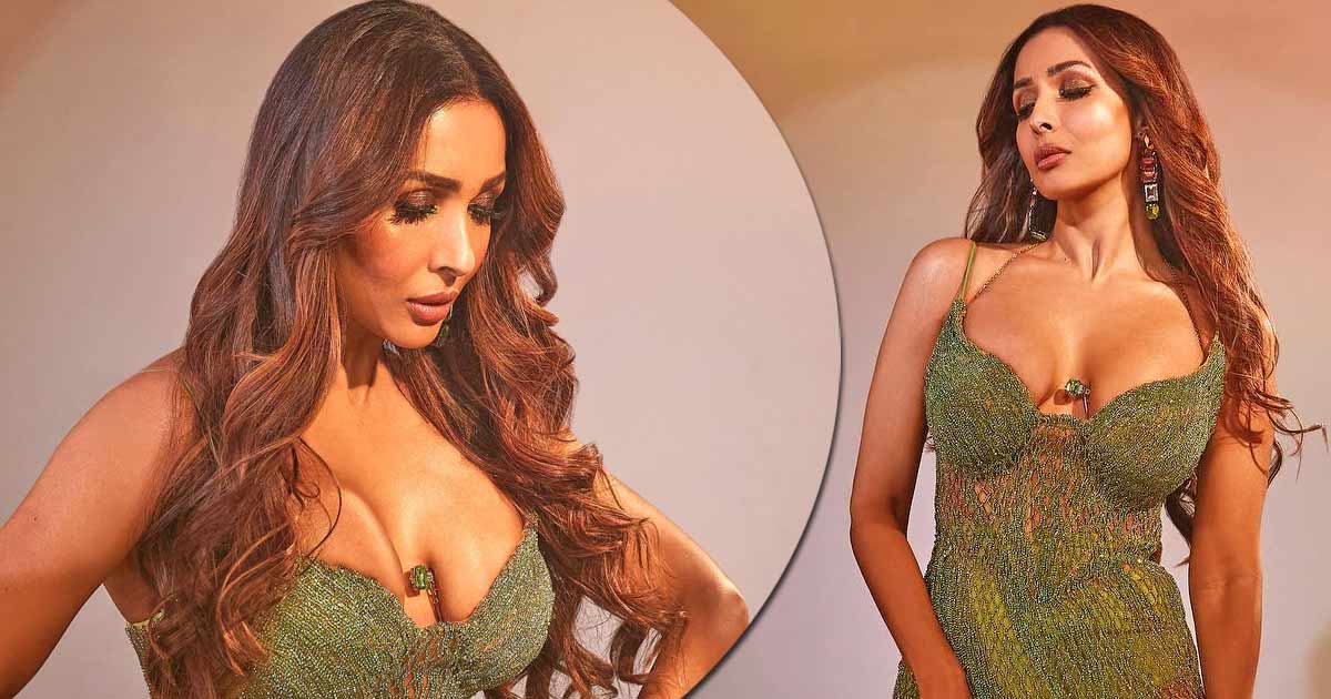 Malaika Arora Shows Off Her Busty Assets In A Green Netted Dress With A Plunging Neckline