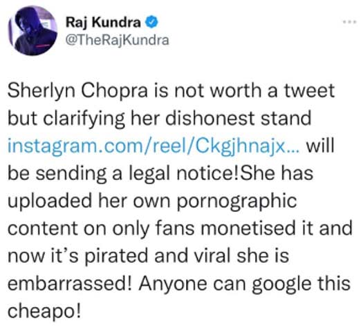 "Sherlyn Chopra is not worth a tweet", Raj Kundra gives it back to Sherlyn Chopra!