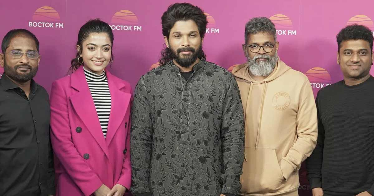 Check out the happy faces of Allu Arjun and Rashmika Mandanna along with team on the first day of promotion of Pushpa: The Rise