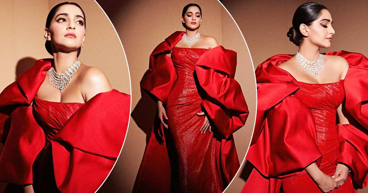 Sonam Kapoor Ate & Left No Crumbs As She Looks Like A 'Romantic Dream' In  Red Gown With Dramatic Sleeves & Shows Us How It's Done!
