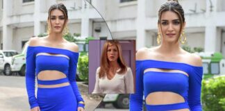 Kriti Sanon Pulls A Rachel Green As She Steps Out In A Blue Bodycon Dress Giving Out Some Extra Detailing While The Netizens Troll Her