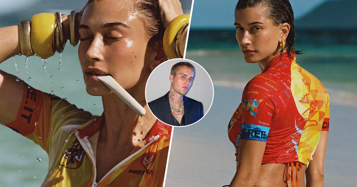 Hailey Bieber Puts Her Sultry As* On Display, Giving Major Summer Beach Vibes In A Brown Thong & An Orange Crop Top!