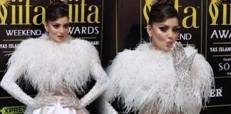 After Cannes Film Festival, Urvashi Rautela Steals Attention at IIFA 2023 in White Atelier Zuhra Feather Gown looking like a Princess Elsa from Frozen