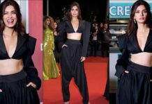 Diana Penty Shows Off Her Abs, Cle*vage & Flawless Back In A S*xy Cropped Black Tuxedo At Cannes 2023