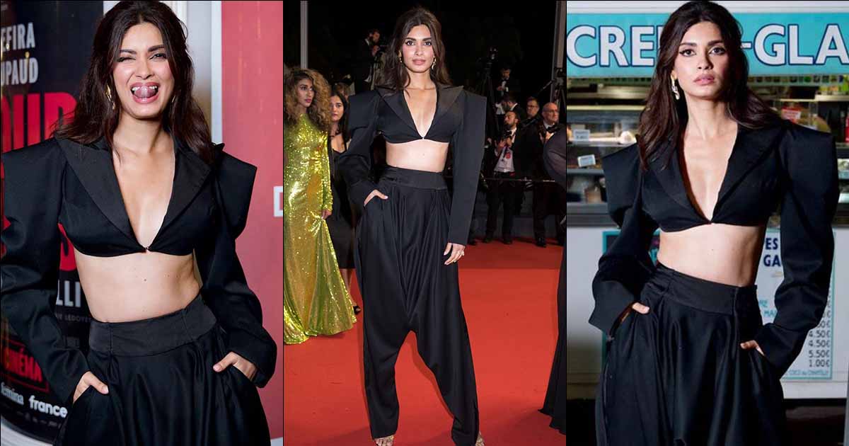 Diana Penty Shows Off Her Abs, Cle*vage & Flawless Back In A S*xy Cropped Black Tuxedo At Cannes 2023