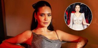 Esha Gupta Almost Has A Wardrobe Malfunction As Her Busty Assets Pop Out Of Her Deep Neck Shimmery Gown