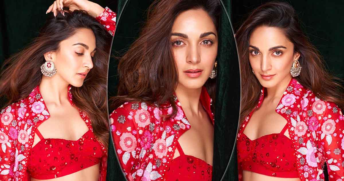 Kiara Advani Dons An Embroidered Red Ensemble With Plunging Neckline ...