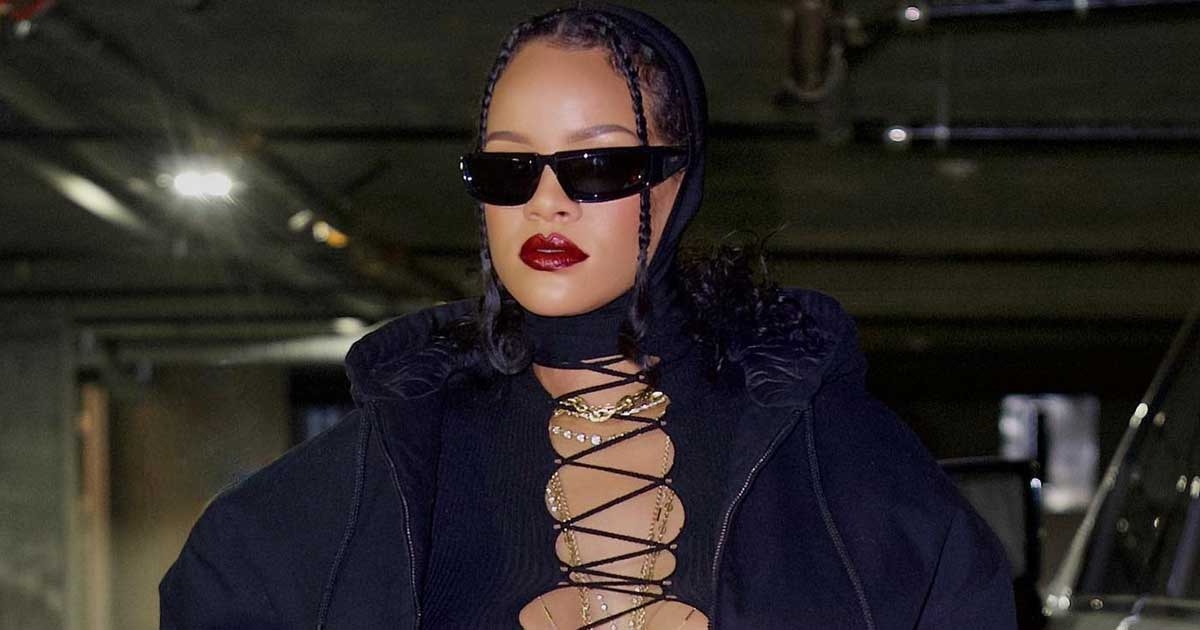 Rihanna Flaunts Her Baby Bump In A Sheer Floor-Length Mesh Gown