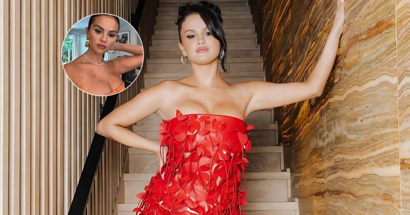 Selena Gomez Puts On Her Busty Cleav Ge On Show In A Vibrant Orange Corset Putting A Perfect