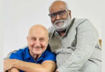 Anupam Kher shares a musical moment with M.M Keervani on piano
