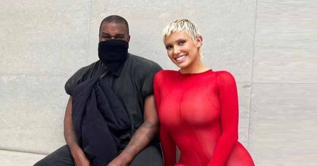 Kanye Wests Wife Bianca Censori Dons A Risque Body Hugging Gown With Plunging Low Cut Neckline 