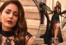 Hina Khan Once Seductively Flaunted Her Cleav*ge & A*s Cheeks In A S*xy Black Lace Ensemble Posing Like A Diva On A Stairway In France